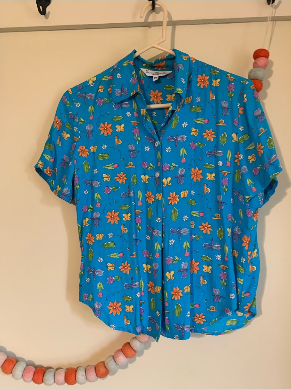 David Brooks floral& insect print button- up blouse & matching skirt set